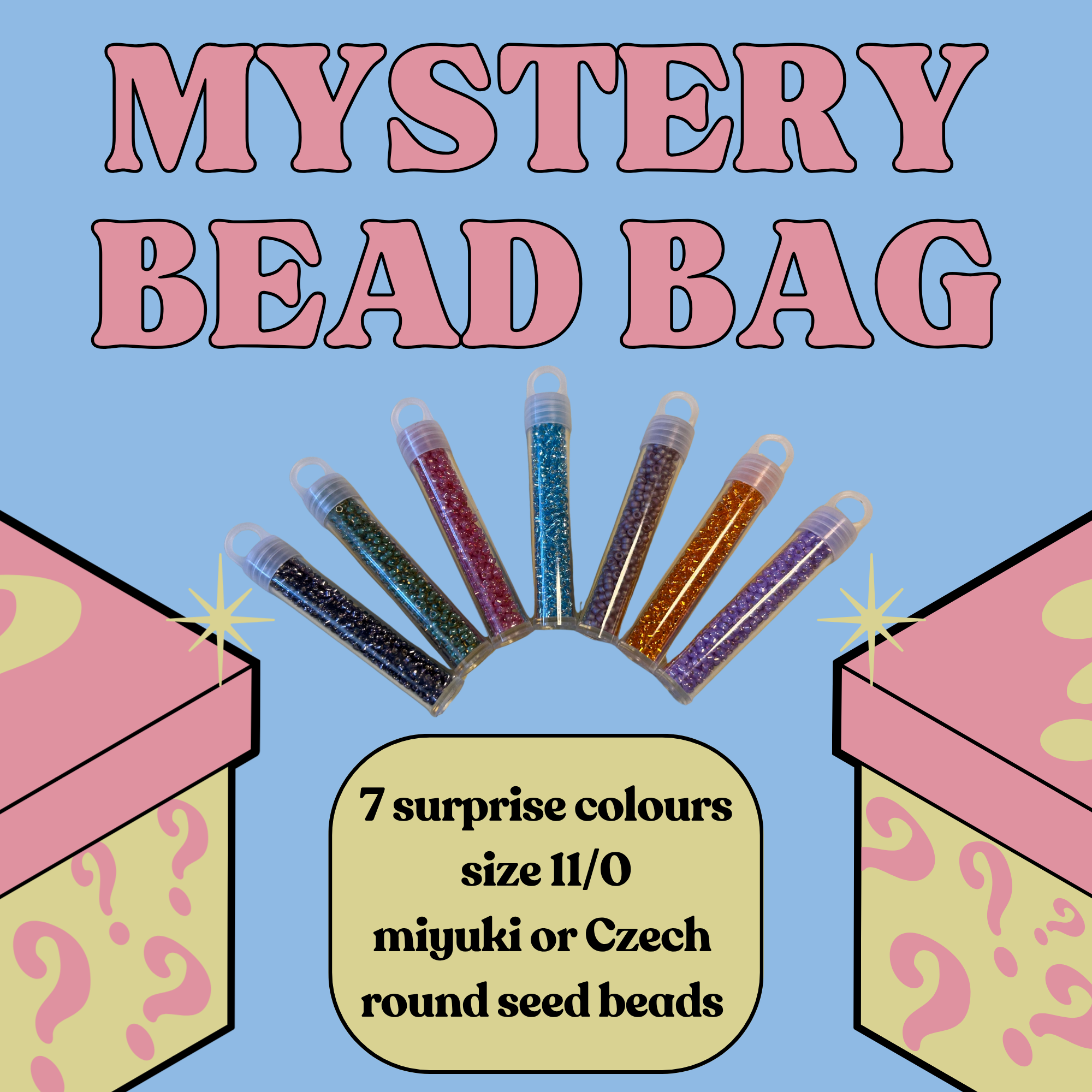 Mystery Bead Bag — 7 Surprise Colours, Size 11/0 Seed Beads, Miyuki or Czech Rocailles