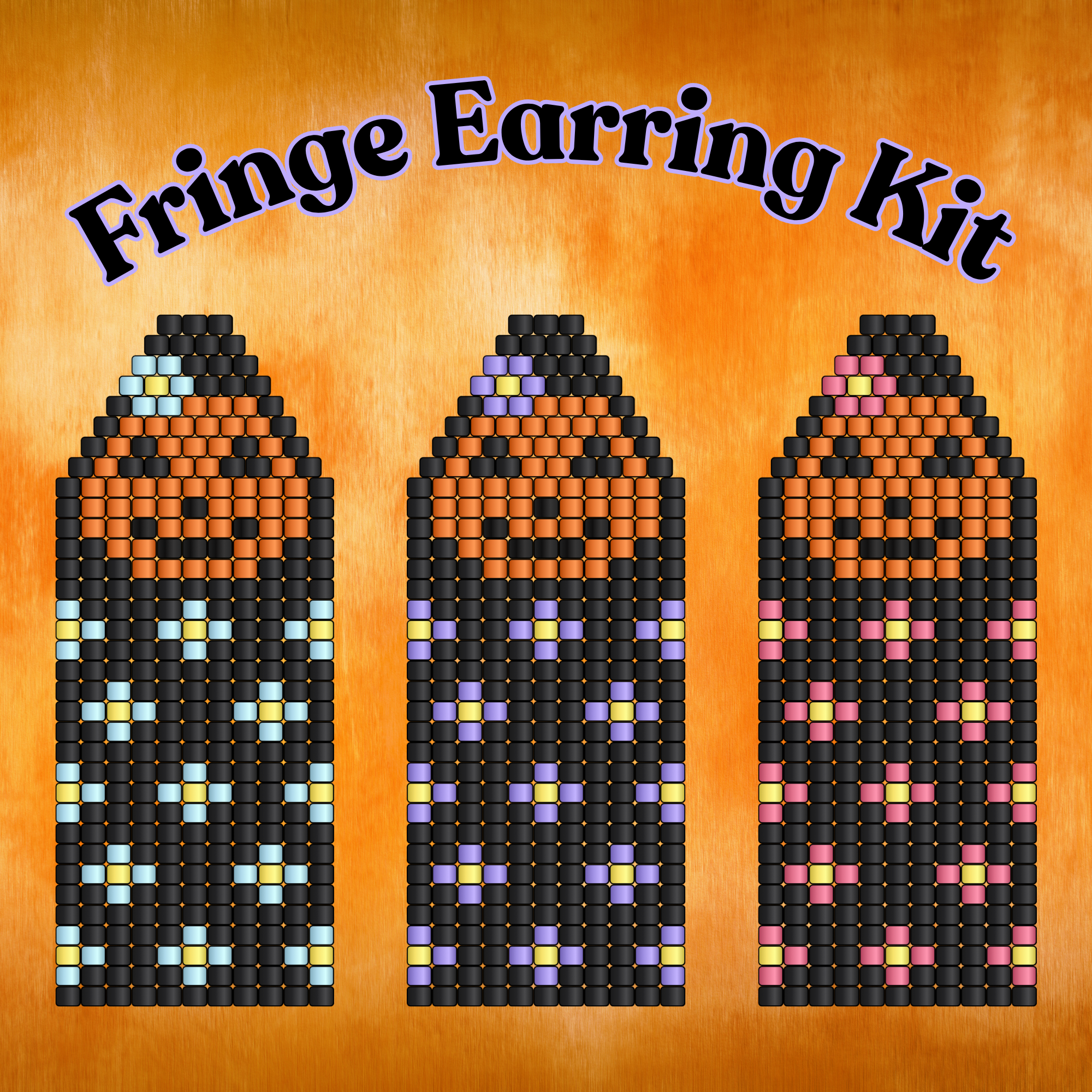 DIY Kit Jack-o-Lantern Fringe Earrings