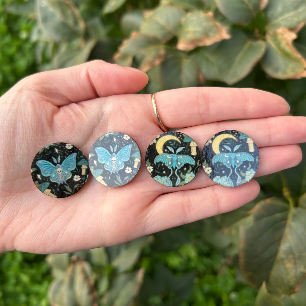 Celestial Moth Wood Cabochons