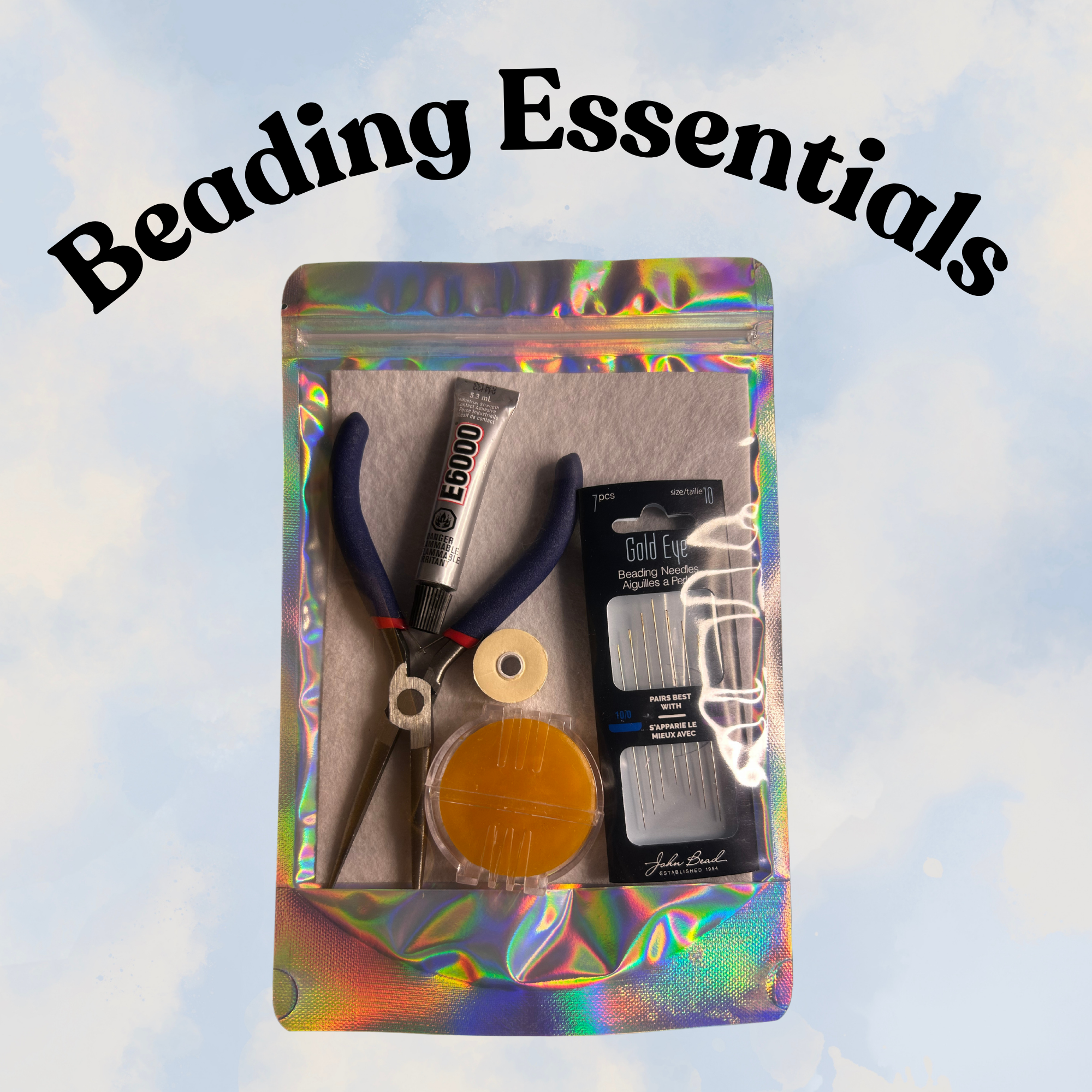 Beading Essentials Starter Kit - Pliers, Needles, Thread, Glue & Foundation
