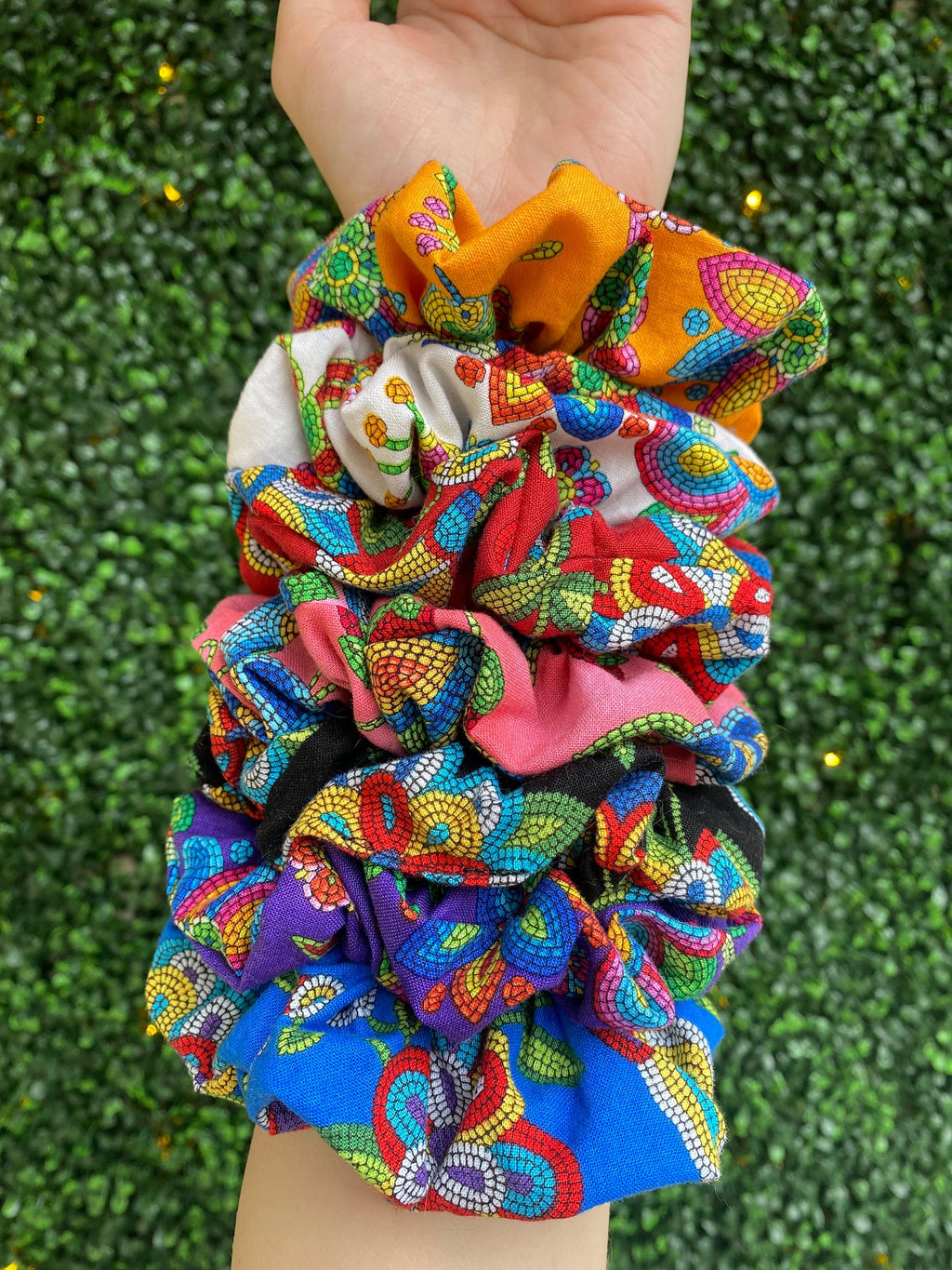 Handmade Floral Scrunchie: Indigenous Fabric Hair Tie