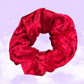 Handmade Red Velvet Scrunchie: Soft Plush Hair Tie