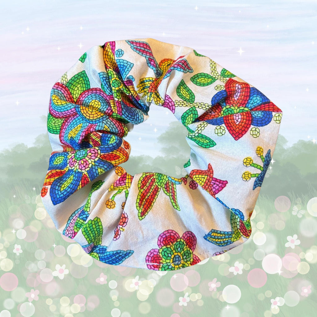 Handmade Floral Scrunchie: Indigenous Fabric Hair Tie