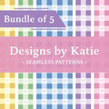 Gingham Bow Seamless Pattern Bundle – Colorful PNG, Commercial Use (Digital Download)