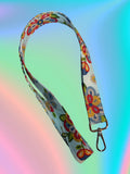 Light Blue Floral Lanyard | Handmade Keychain Badge Holder | Indigenous fabric