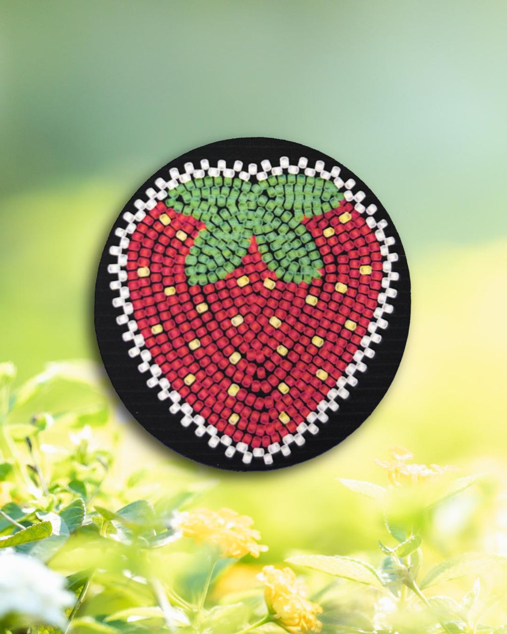 Beaded Strawberry Sticker – Glossy Viny | Indigenous-Inspired Art | Laptop & Water Bottle Decal | Métis