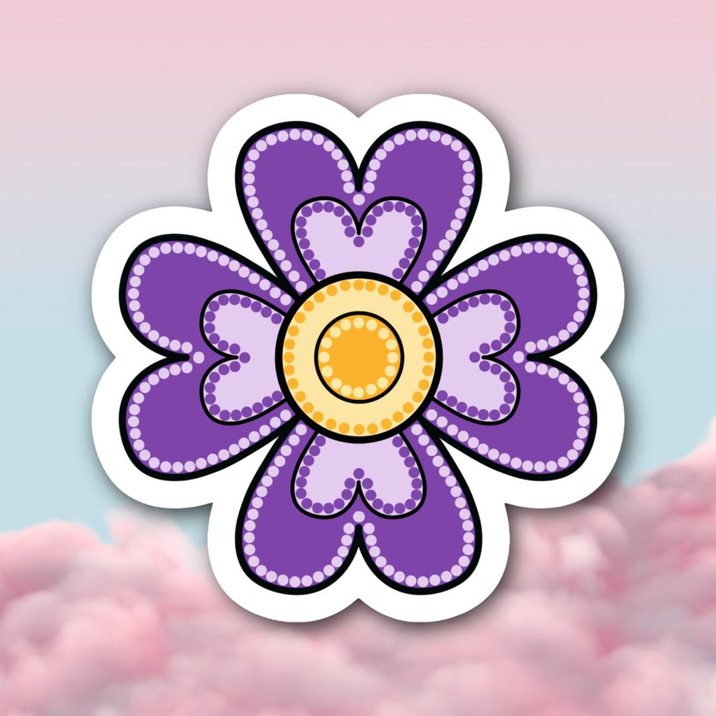Métis Heart Floral Dot Art Vinyl Sticker | Beadwork Inspired Flower | Indigenous Decal
