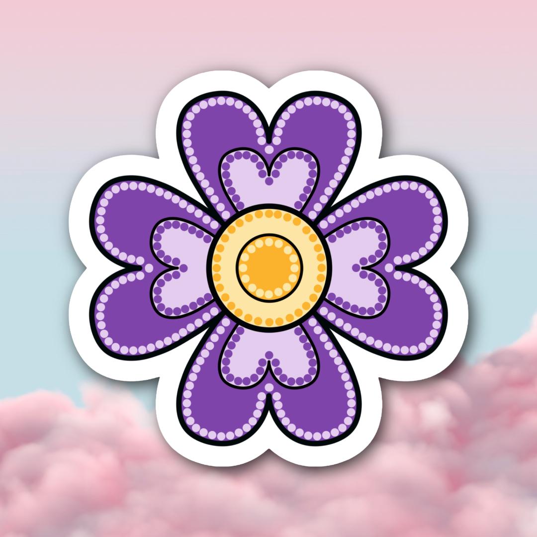 Métis Heart Floral Dot Art Vinyl Sticker | Beadwork Inspired Flower | Indigenous Decal