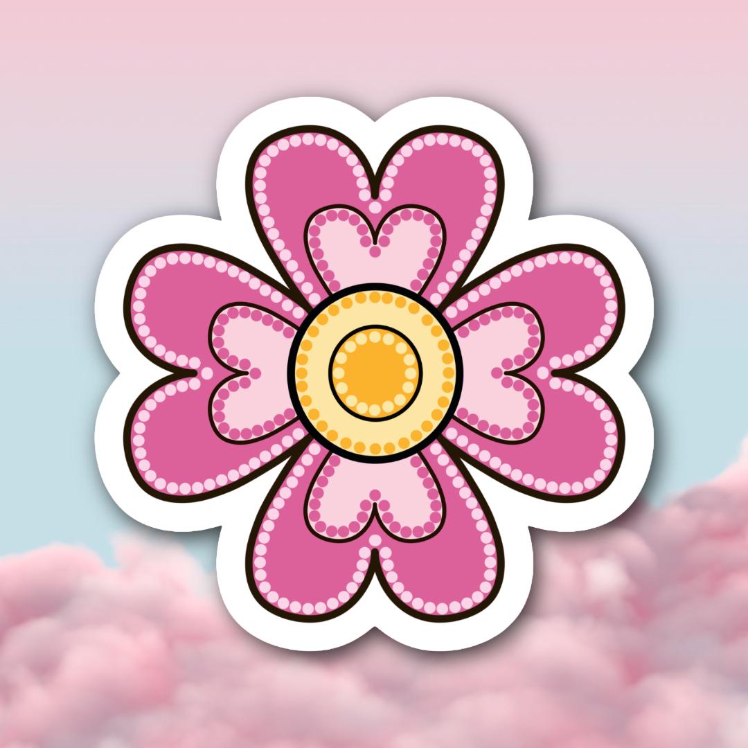 Métis Heart Floral Dot Art Vinyl Sticker | Beadwork Inspired Flower | Indigenous Decal