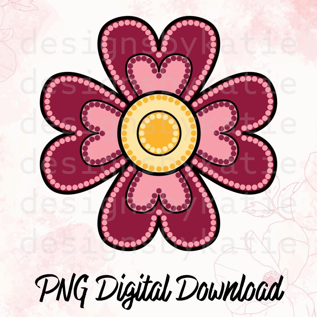Métis Floral PNG | Indigenous Beadwork Inspired Heart Flower | Digital Download