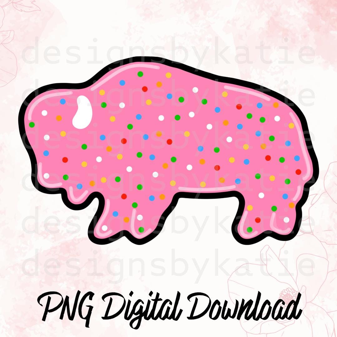 Pink Frosted Bison Cracker PNG | Sprinkle Cookie Clipart (Digital Download)