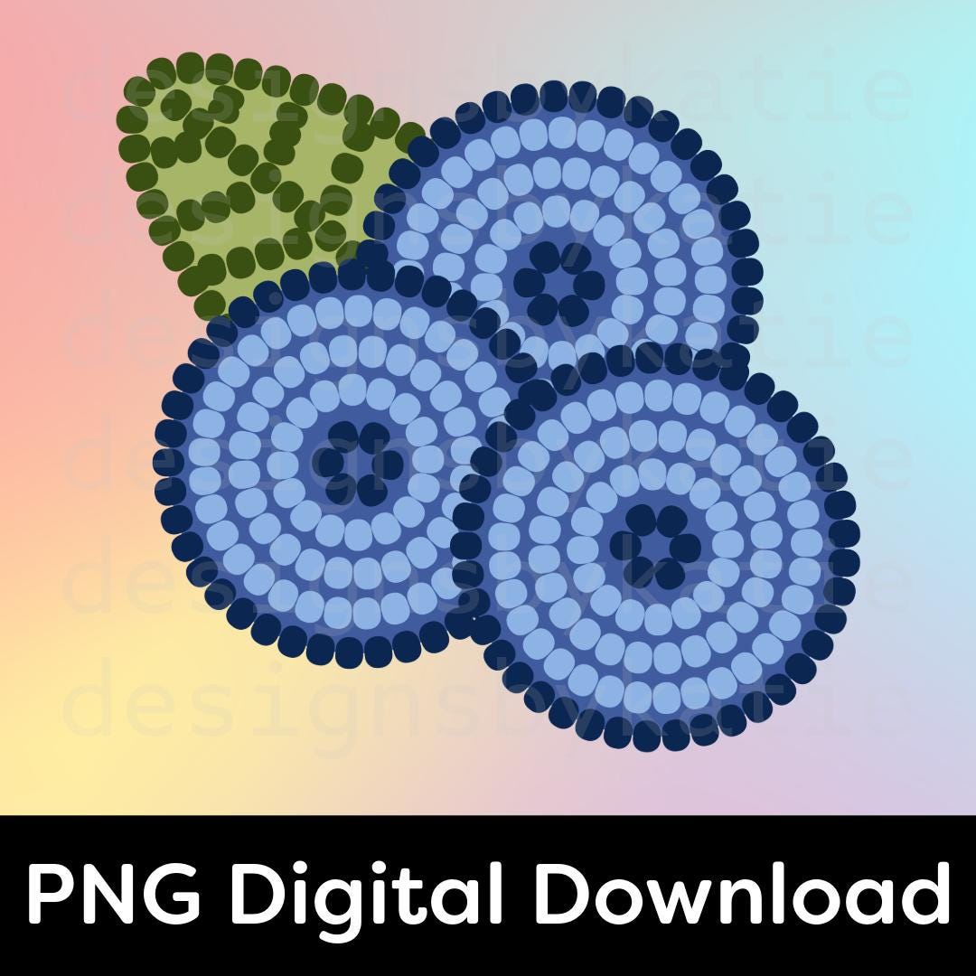 Métis Beadwork Blueberry PNG | Indigenous Beaded Berry Clipart | Digital Download