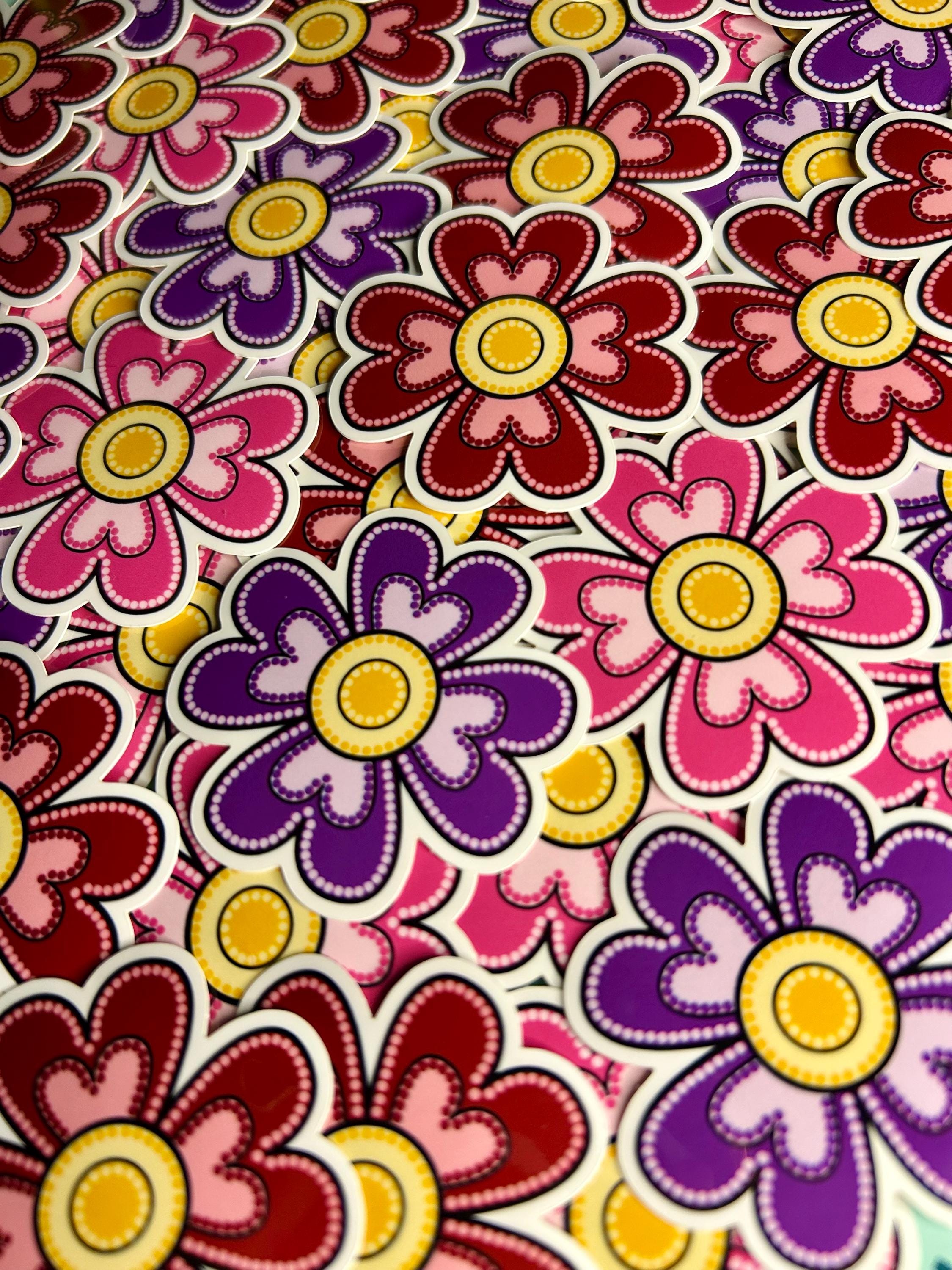 Métis Heart Floral Dot Art Vinyl Sticker | Beadwork Inspired Flower | Indigenous Decal