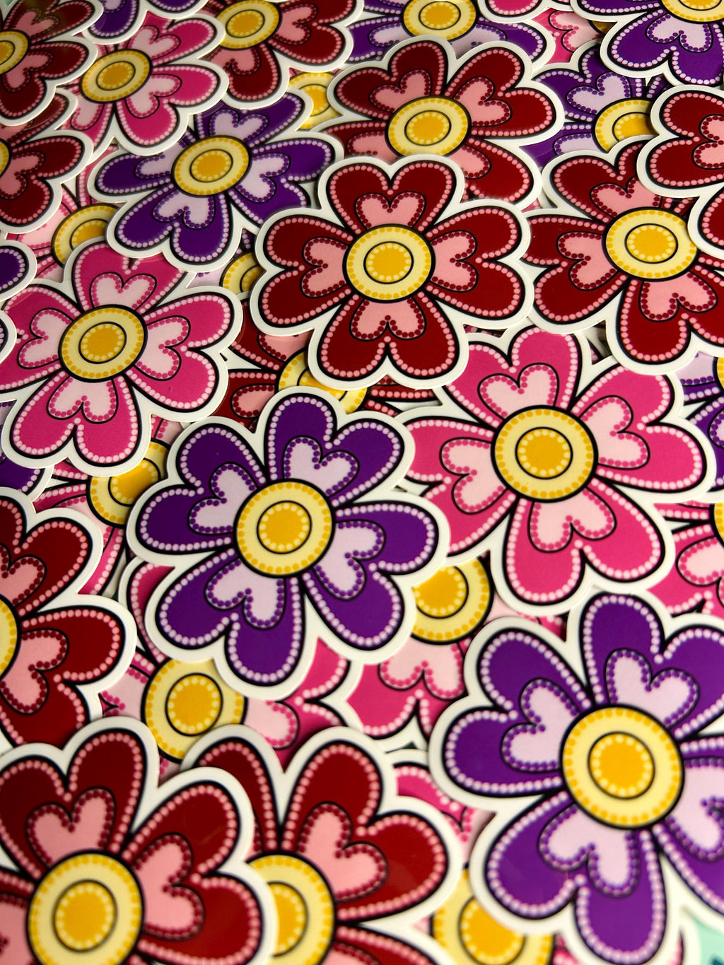 Métis Heart Floral Dot Art Vinyl Sticker | Beadwork Inspired Flower | Indigenous Decal