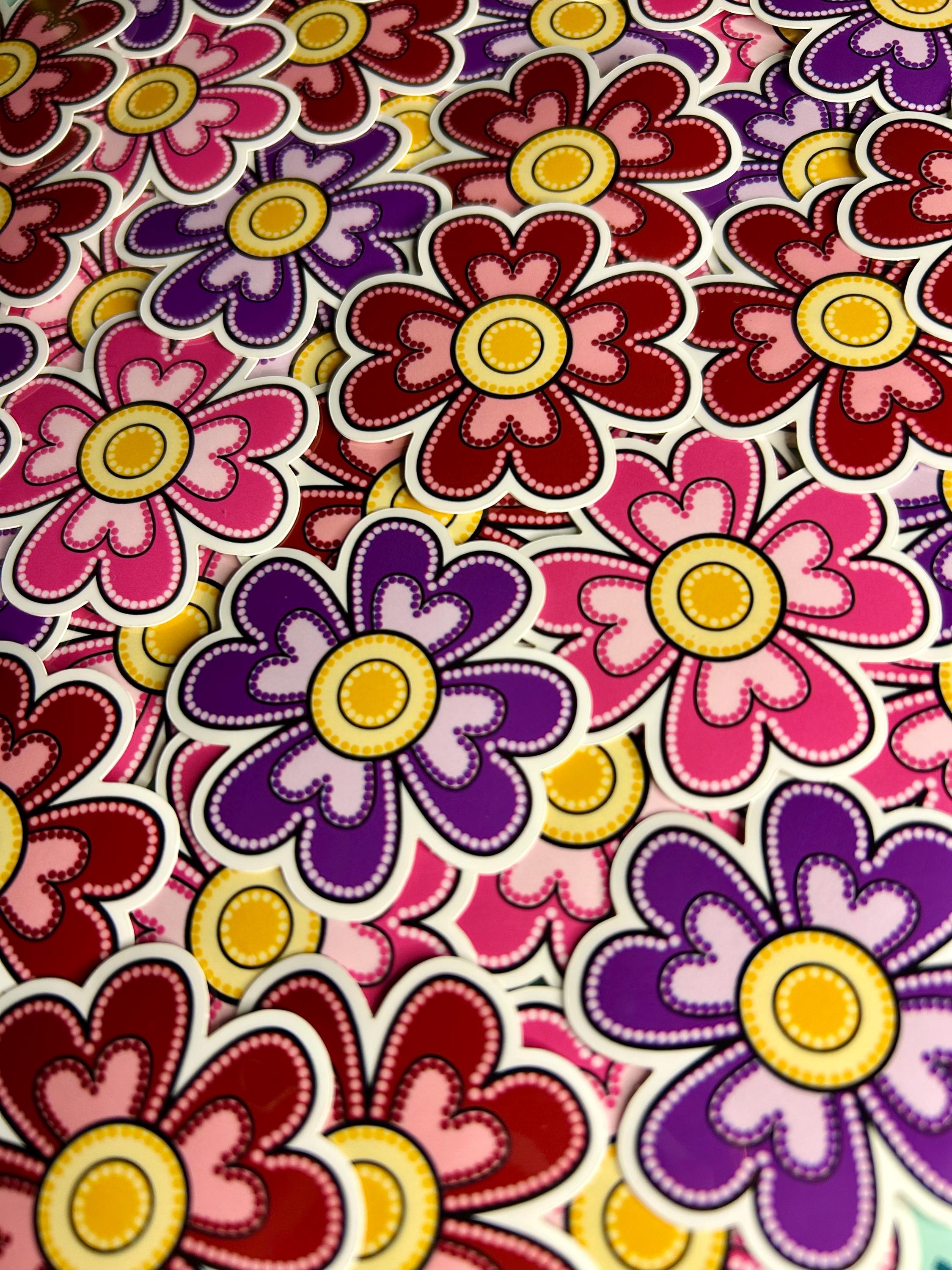 Métis Heart Floral Dot Art Vinyl Sticker | Beadwork Inspired Flower | Indigenous Decal