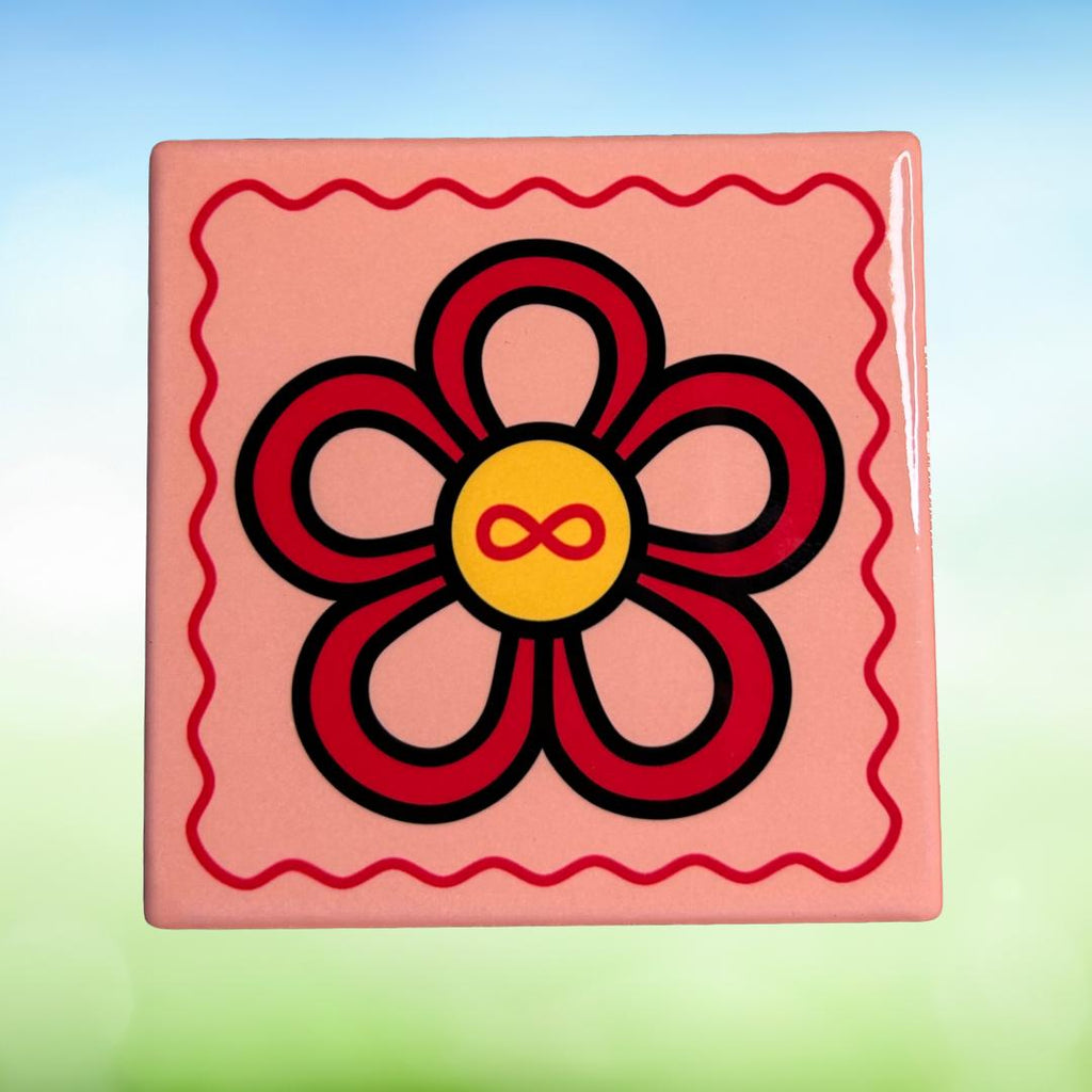 Métis Floral Ceramic Coaster | Indigenous Inspired Drink Coaster