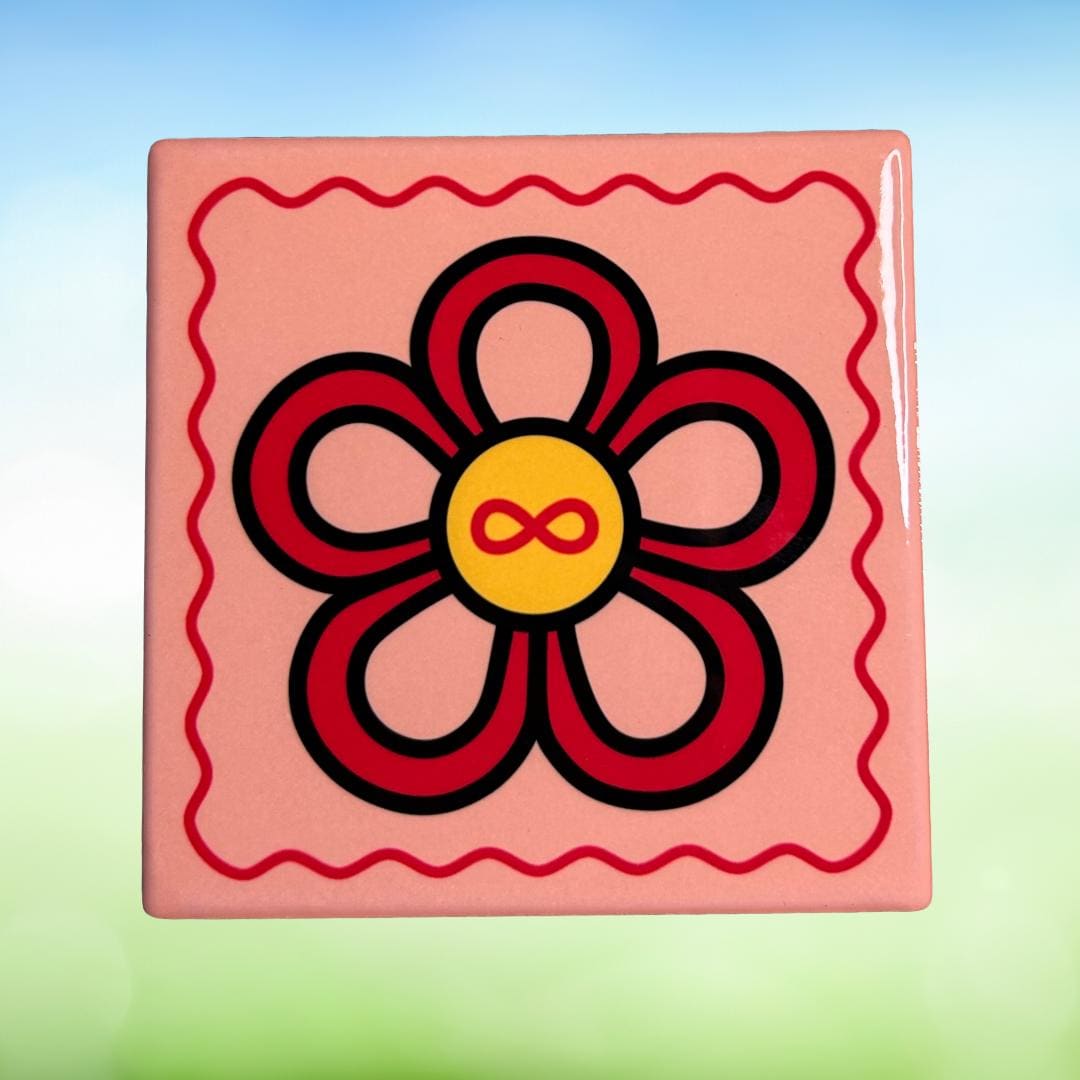 Métis Floral Ceramic Coaster | Indigenous Inspired Drink Coaster