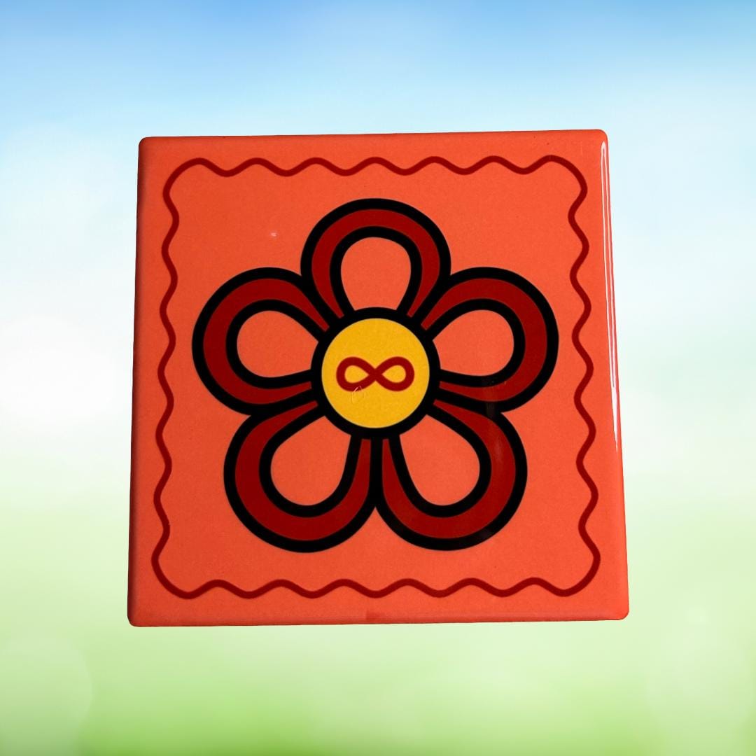 Métis Floral Ceramic Coaster | Indigenous Inspired Drink Coaster