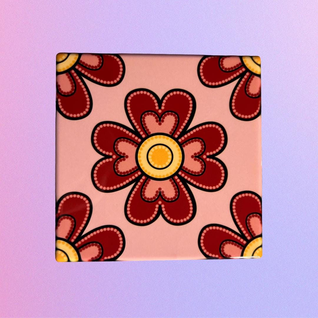 Métis Floral Ceramic Coaster | Indigenous Inspired Drink Coaster