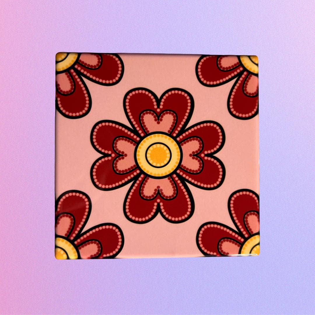 Métis Floral Ceramic Coaster | Indigenous Inspired Drink Coaster
