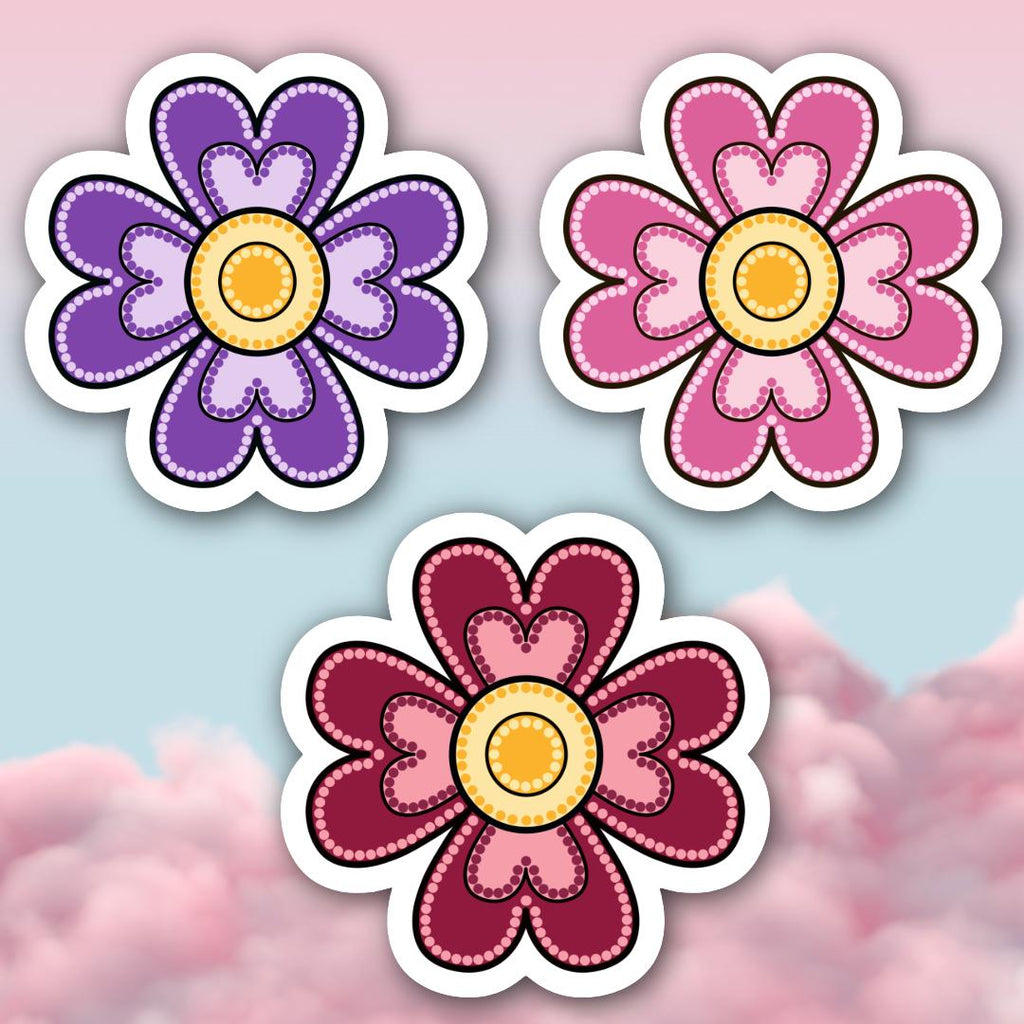 Métis Heart Floral Dot Art Vinyl Sticker | Beadwork Inspired Flower | Indigenous Decal