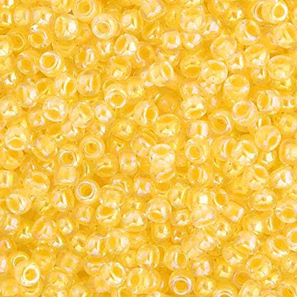 Size 11/0 Pale Yellow Lined-Dyed AB Miyuki Seed Beads