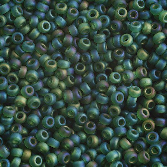 Size 11/0 Frost Green Rainbow Miyuki Seed Beads