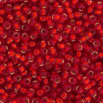 Size 11/0 Flame Red Silver Lined Miyuki Seed Beads