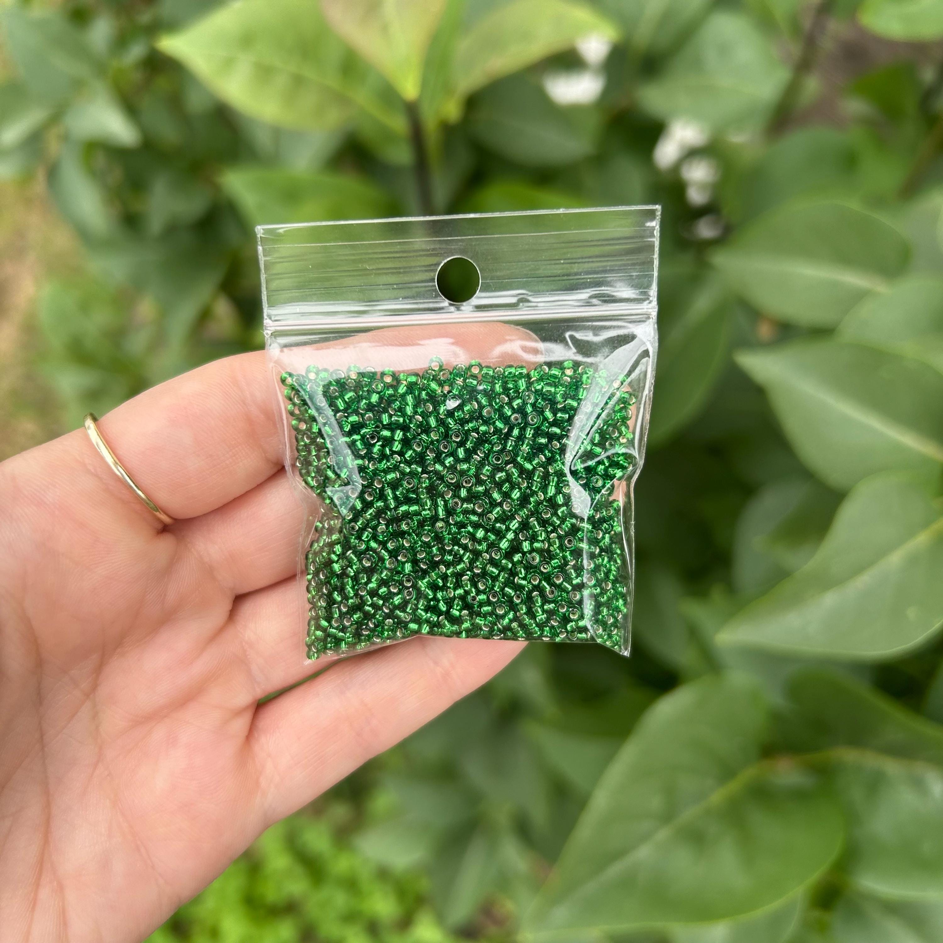 Size 11/0 Green Silver Lined Miyuki Seed Beads