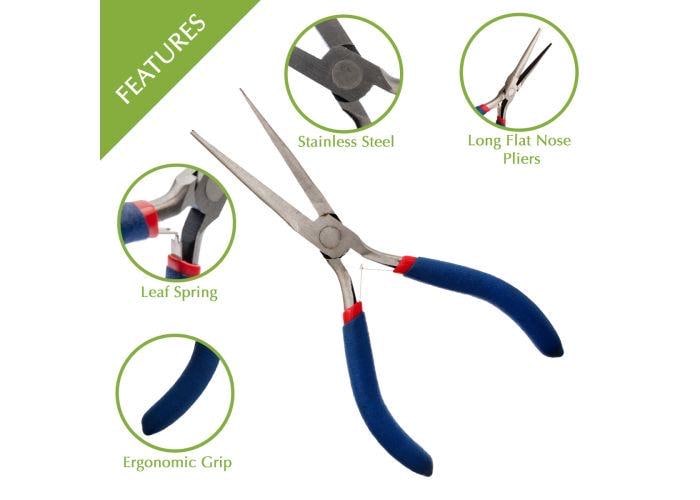 Long Flat Nose Plier | Rubber Comfort Handle