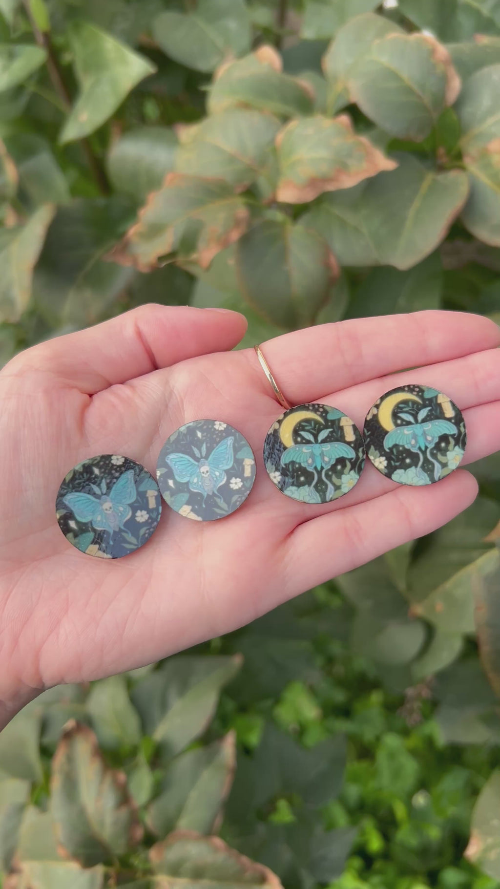 Celestial Moth Wood Cabochons